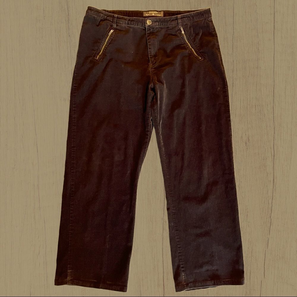 Vintage 90s mid rise wide leg brown corduroy pants